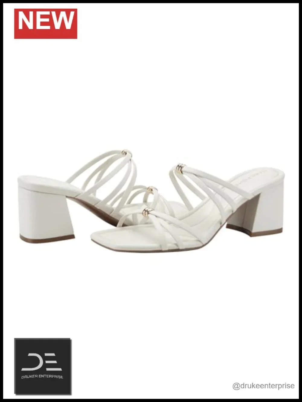 Marc Fisher Gabber Heeled Sandals Square Toe Block Heel Faux Leather